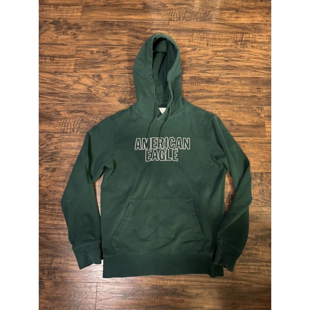 American Eagle Pullover Womens Green Hoodie Front Pocket Drawstring Soft Sz:xs